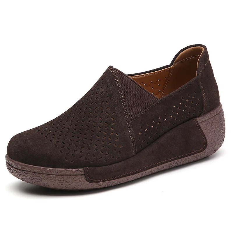 mocassin compensé femme